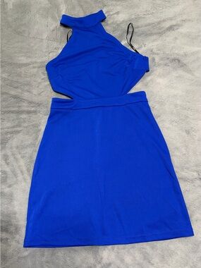 Forever 21 Cobalt Blue Halter Cutout Mini Dress
